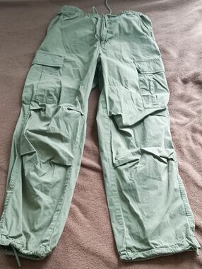 Relaxed Cargo Joggers in Sage Green for Women